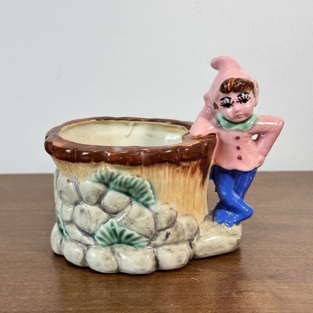 Vintage Pixie Elf Figurine Vase Planter